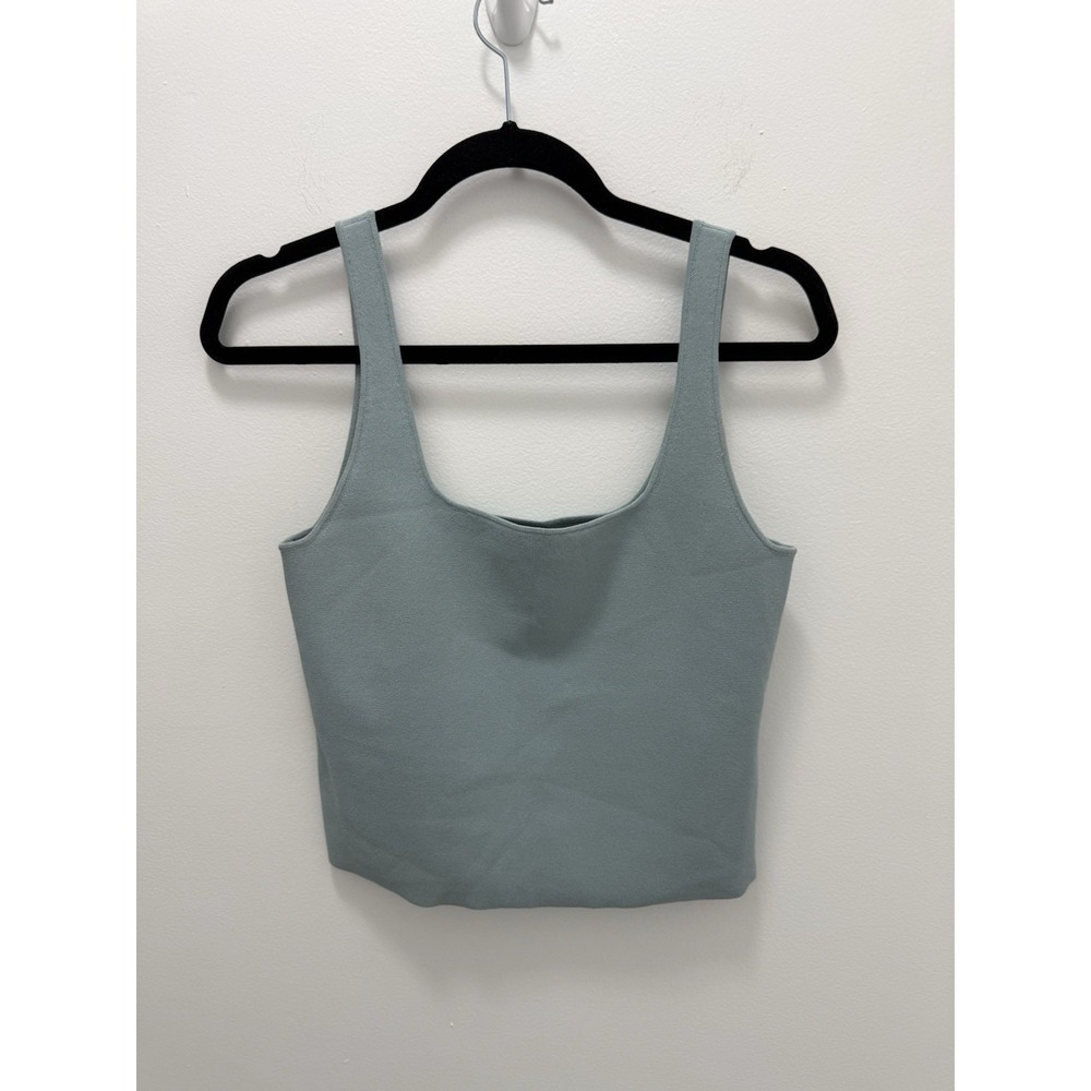 Vince Women's Knit Tank‎ Top Medium Sage Green Square Neck Sleeveless Viscose